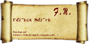 Fábik Márk névjegykártya